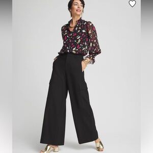 Chico’s Cargo Wideleg Pants Black size 12